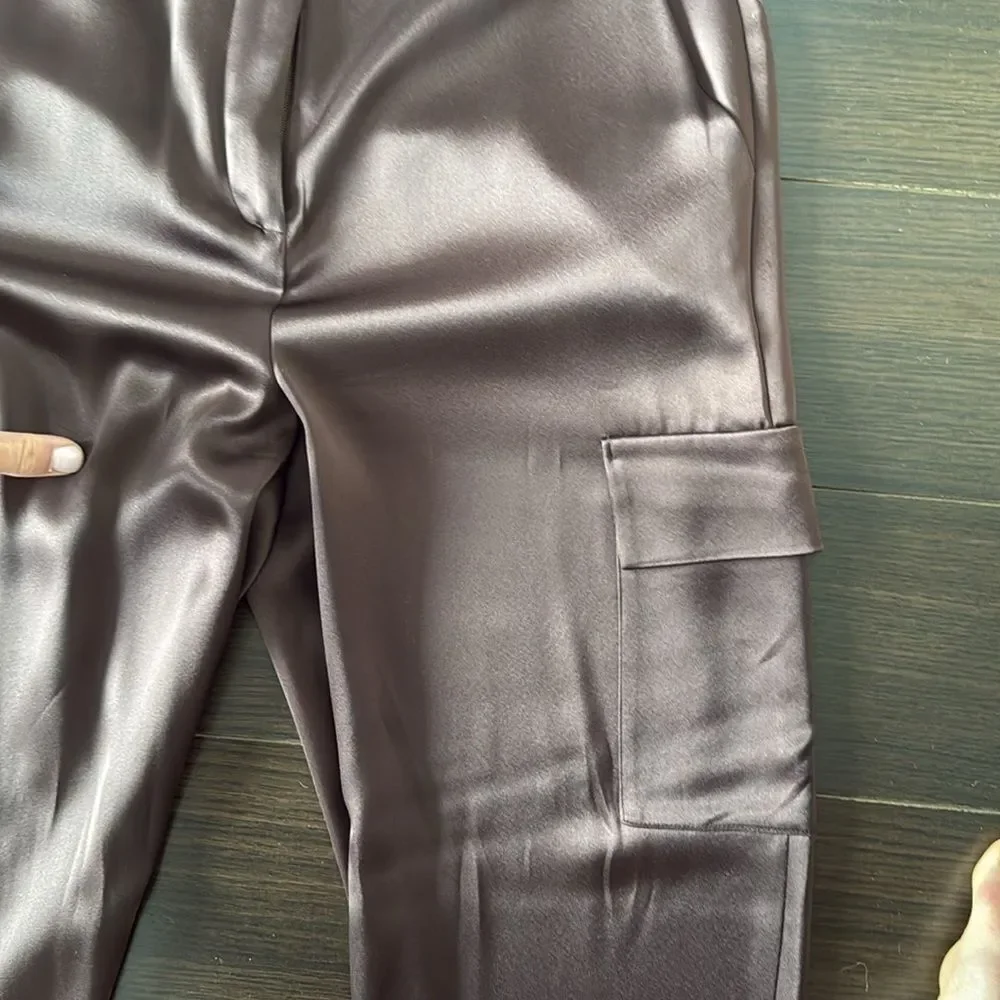 BABATON refined silk cargo pants, chocolate